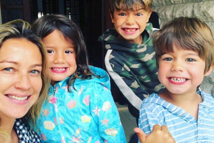 Pedro Scooby - Luana Piovani com os filhos Dom, 7 anos, Liz e Bem, ambos com 3 anos